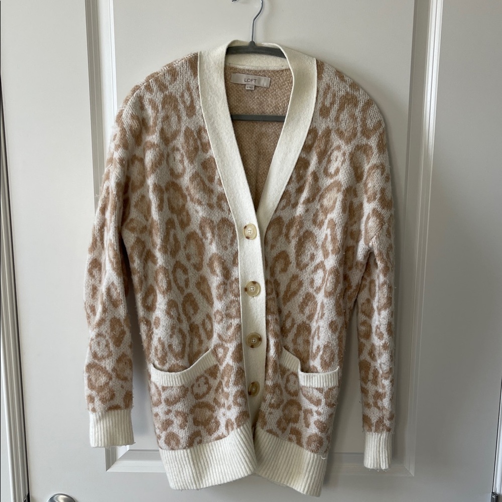 LOFT Leopard Print Boyfriend Cardigan